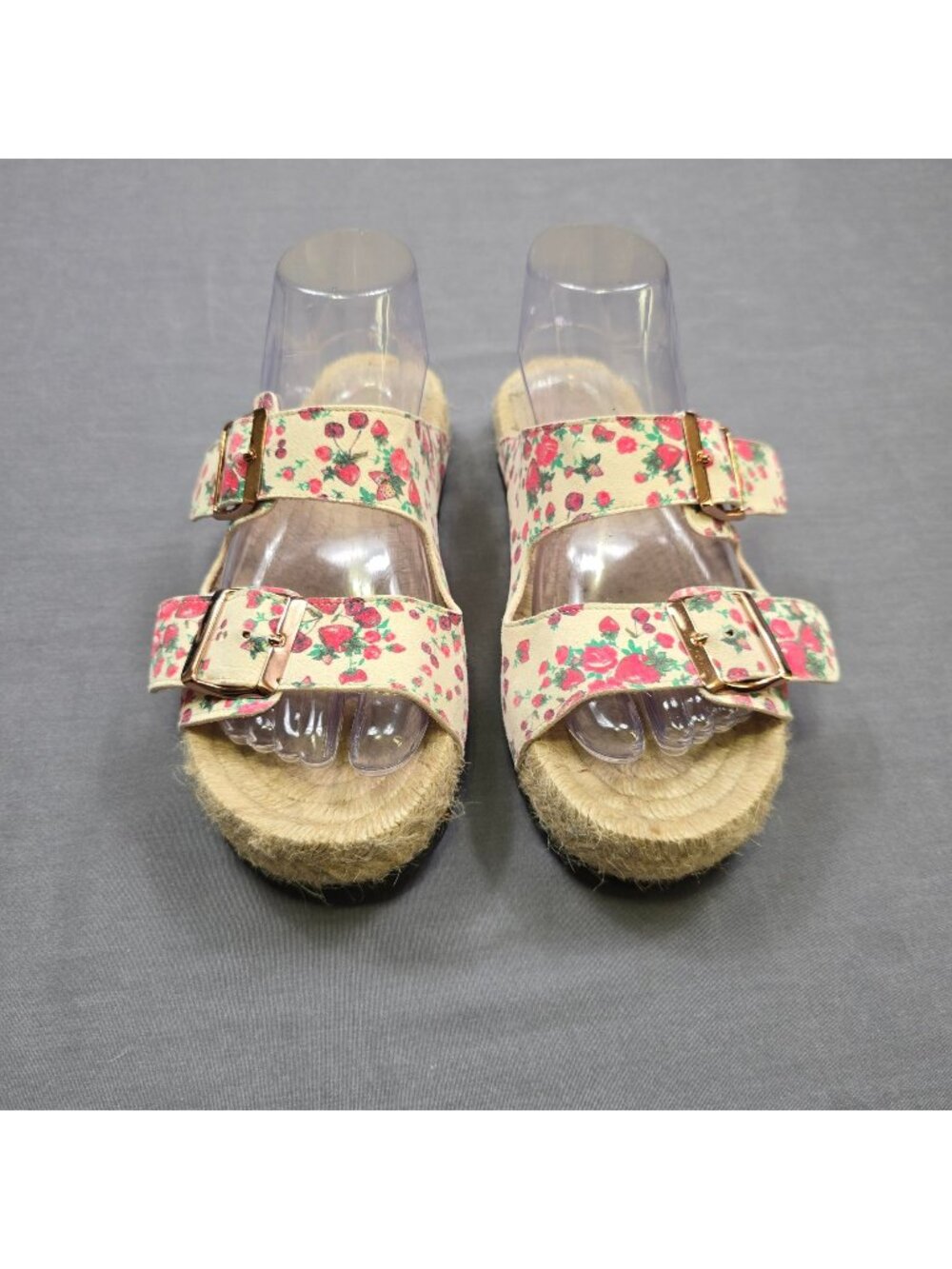 LoveShackFancy x Manebi Womens 7.5 Espadrille Sandals Floral Jute Boho